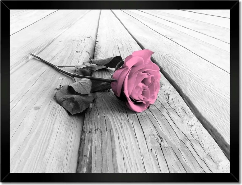 Poszterek keretben 40x30 Rózsa világos deszkákon