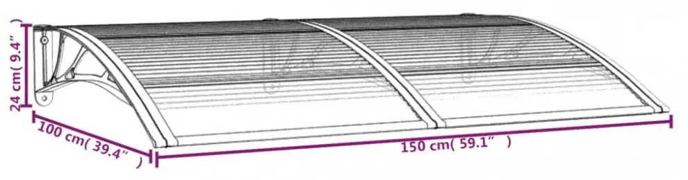 fekete polikarbonát ajtóelőtető 150 x 100 cm