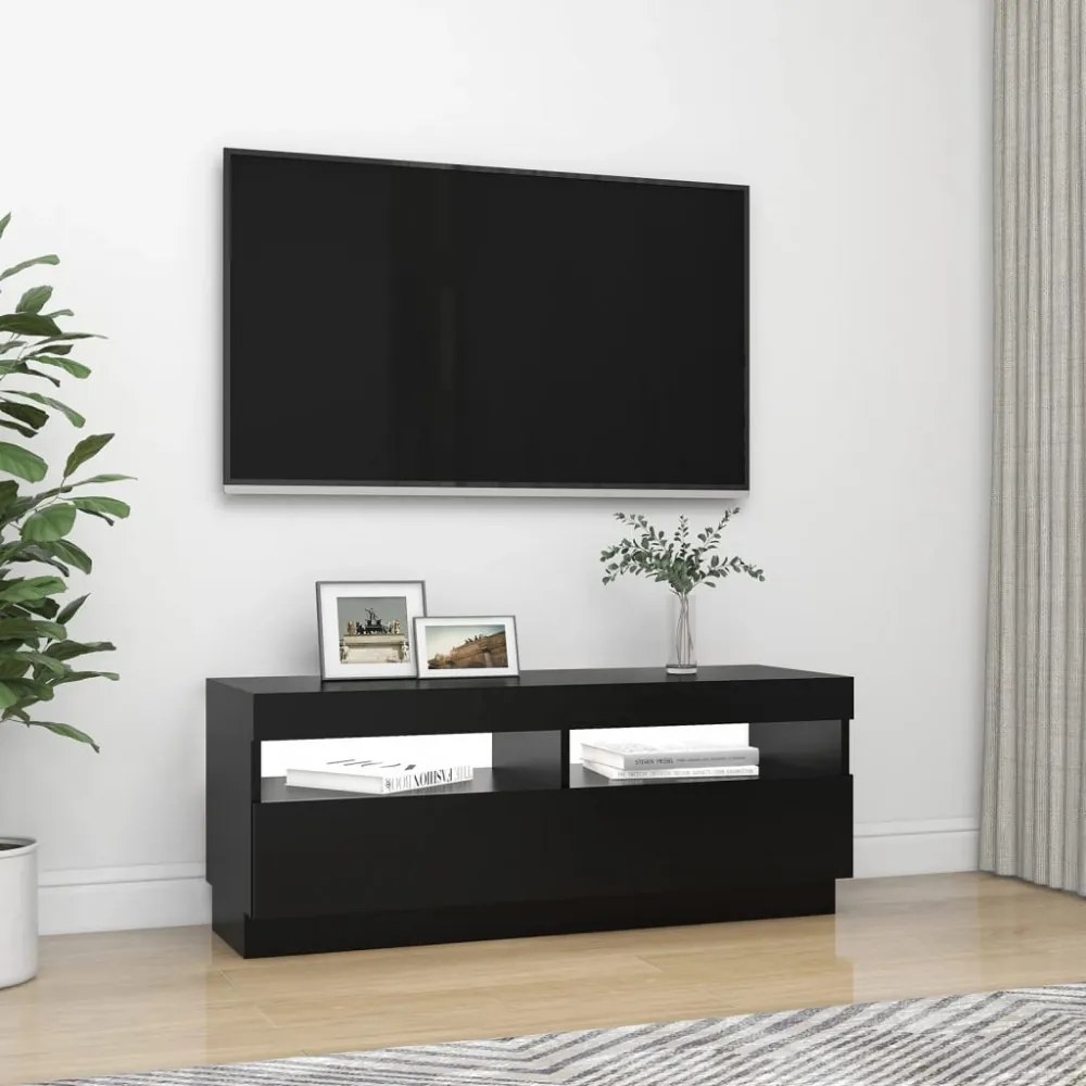 fekete TV-szekrény LED-lámpákkal 100 x 35 x 40 cm