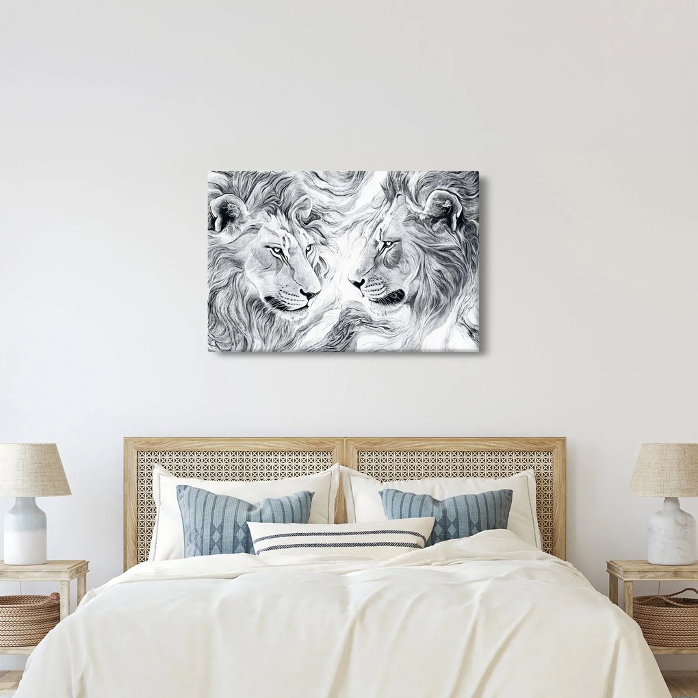 Kép - Rajzolt oroszlánfejek (90x60 cm)