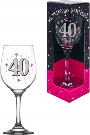 Nagy XXL 590 ml-es borospohár kartondobozban 40 születésnapra