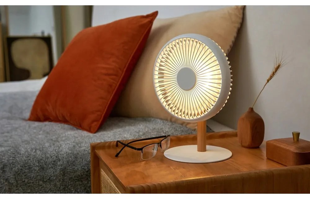 Krémszínű asztali lámpa ventilátorral, távirányítóval (magasság 26 cm) Beyond – Gingko