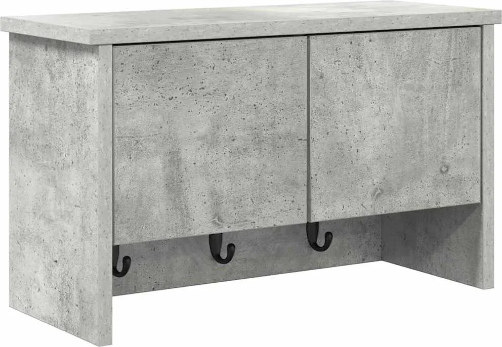 vidaXL Fali Kabáthorog polcokkal Beton Szürke 50 x 20 x 30 cm Faanyag