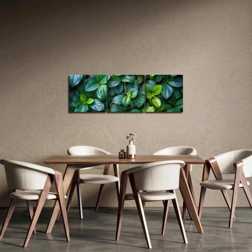 Kép - Zöld növények (órával) (90x30 cm)
