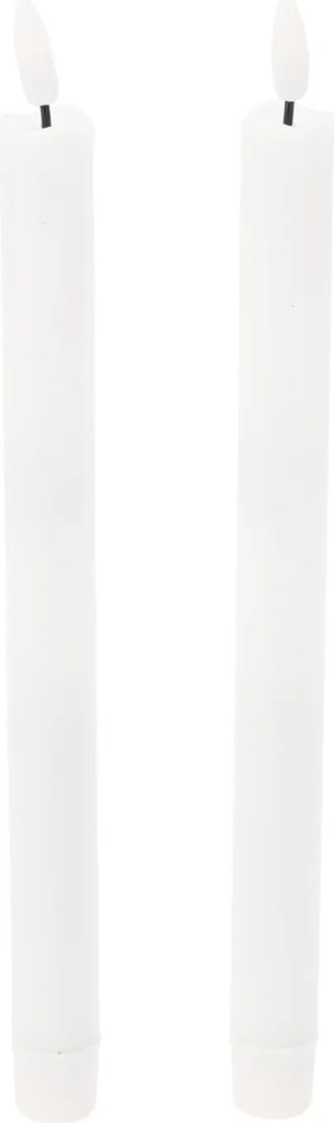 Asztali Gyertya Viaszolt Fehér Sima Led 25 CM 2 Db Elemes Távirányítóval