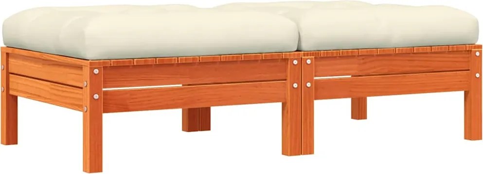 vidaXL 2 db viaszbarna tömör fenyőfa kerti lábtartó párnákkal