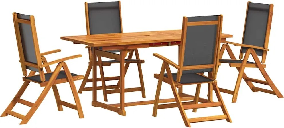 vidaXL 7 részes tömör akácfa és textilén kerti étkezőgarnitúra