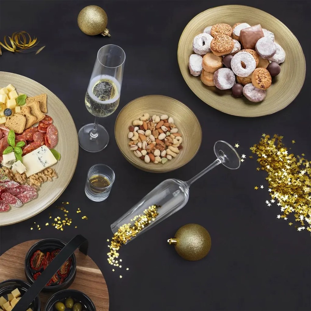 Orion Üveg tálaló tál Golden, átmérő 21 cm, 21 cm átmérőjű