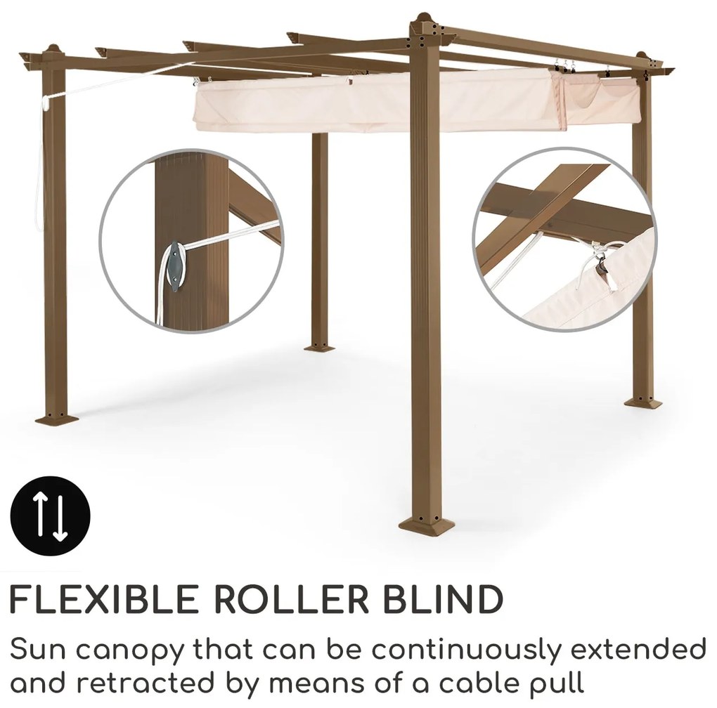 Blumfeldt Pantheon Rust, pergola, négyzet alakú alumínium cső, 3 × 3 m, 4 sarokoszlop, vízálló