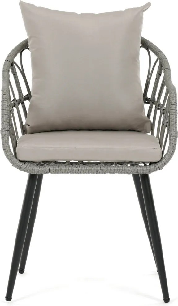 Kerti szék, fém, polyrattan, szürke, AZ-F1406 GREY