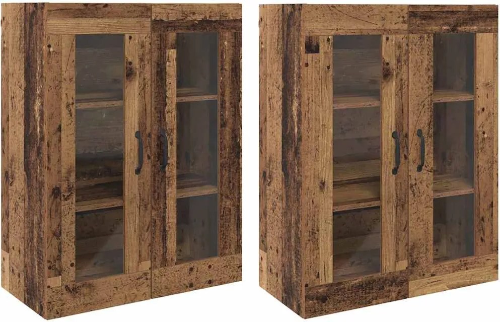 vidaXL Fali Szekrények 2 pcs Régi fa 69,5 x 34 x 90 cm Faanyag