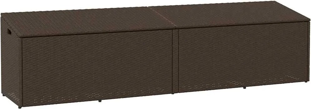 Barna Polyrattan Kerti Tárolóláda 220X50X58 Cm