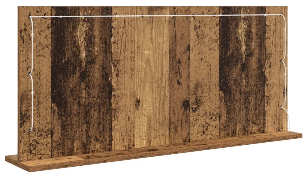 LED világításos sminktükör, régi fa, 100x45x18 cm