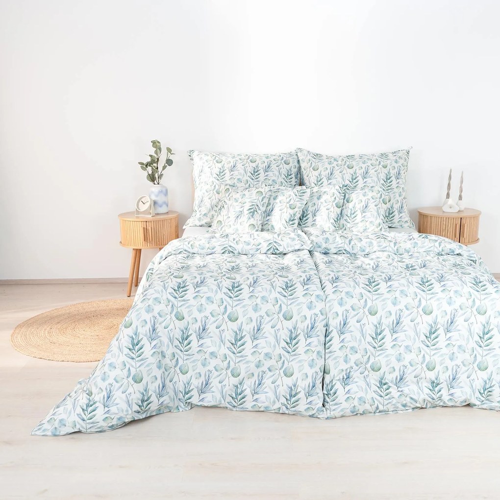 Goldea pamut ágyneműhuzat deluxe - akvarell levelek 140 x 200 és 70 x 90 cm