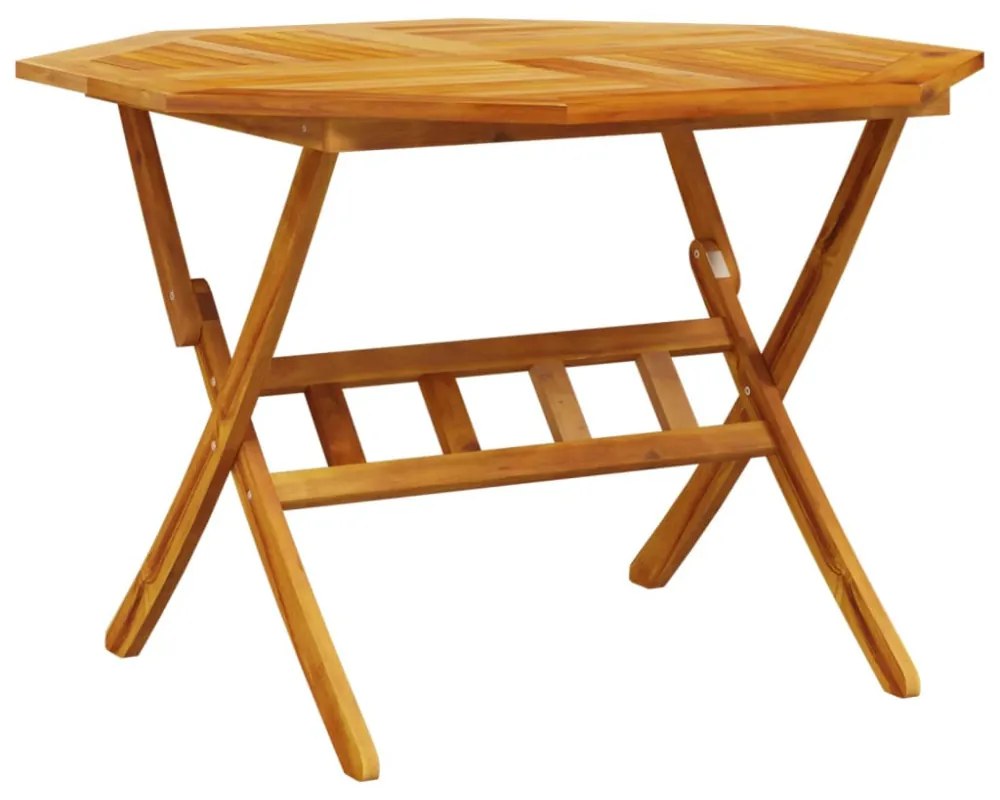 tömör akácfa összecsukható kerti asztal Ø110x75 cm