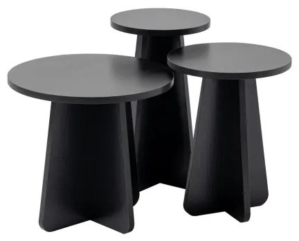 3 db LUME dohányzóasztal szett, átm. 28/33/43 cm, fekete