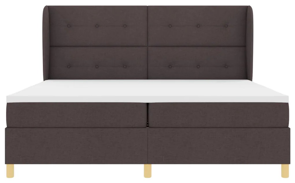 Boxspring Ágy Matraccal - Sötétbarna, 200x200 cm, Szövet