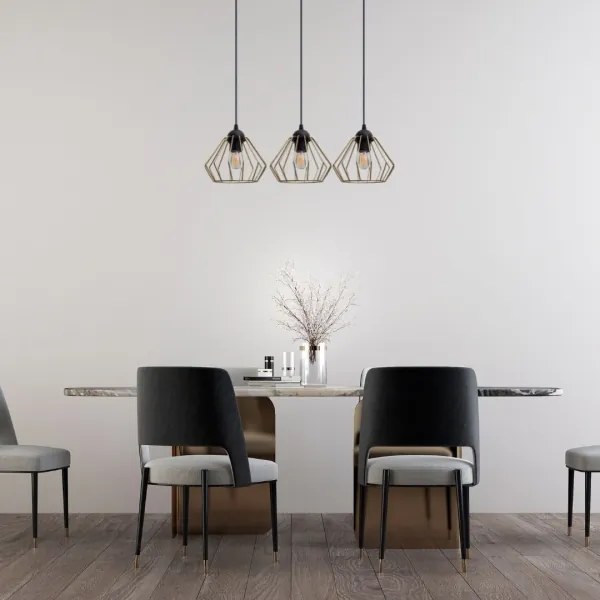 Csillár zsinóron CEED GOLD 3xE27/60W/230V fekete/arany