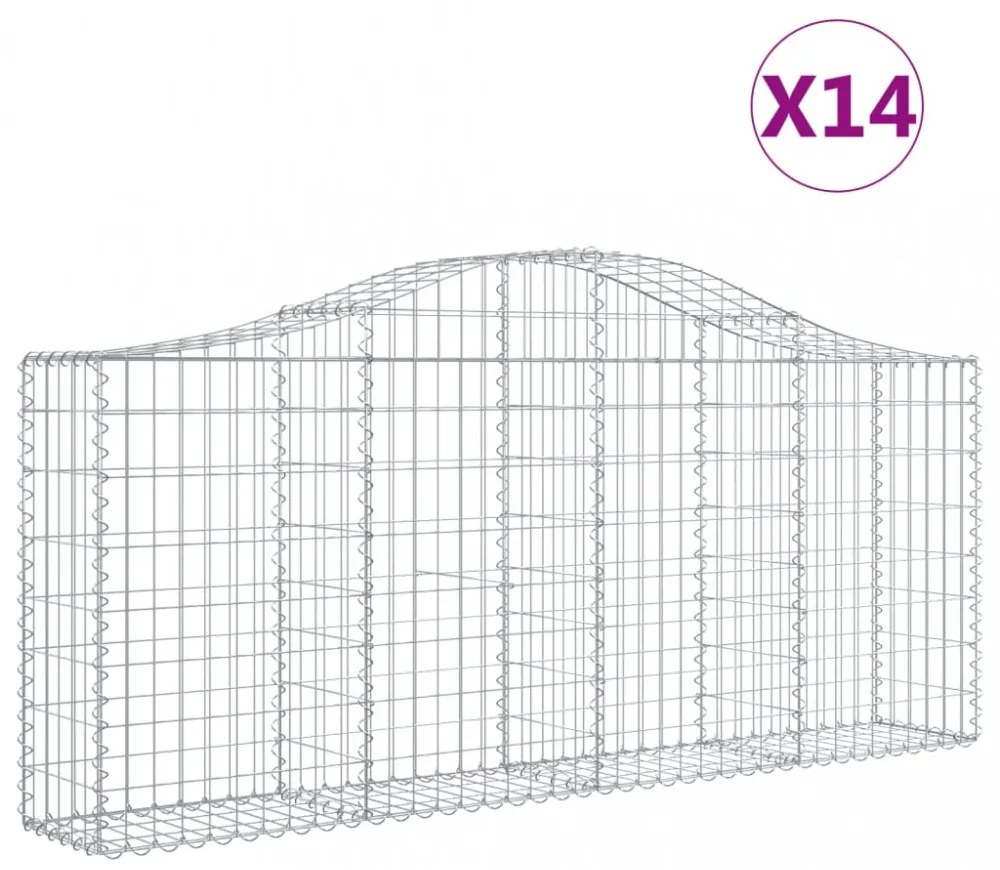 14 db íves horganyzott vas gabion kosár 200x30x80/100 cm