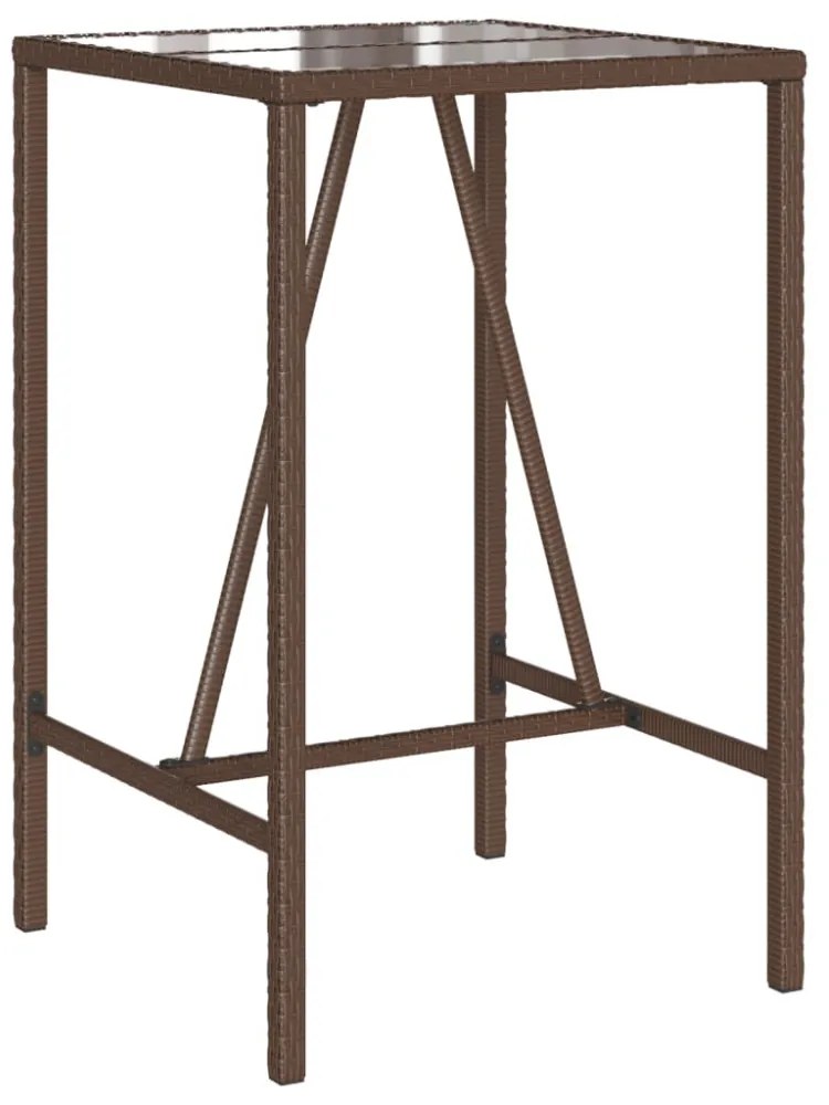 barna polyrattan kültéri bárasztal 70 x 70 x 110 cm