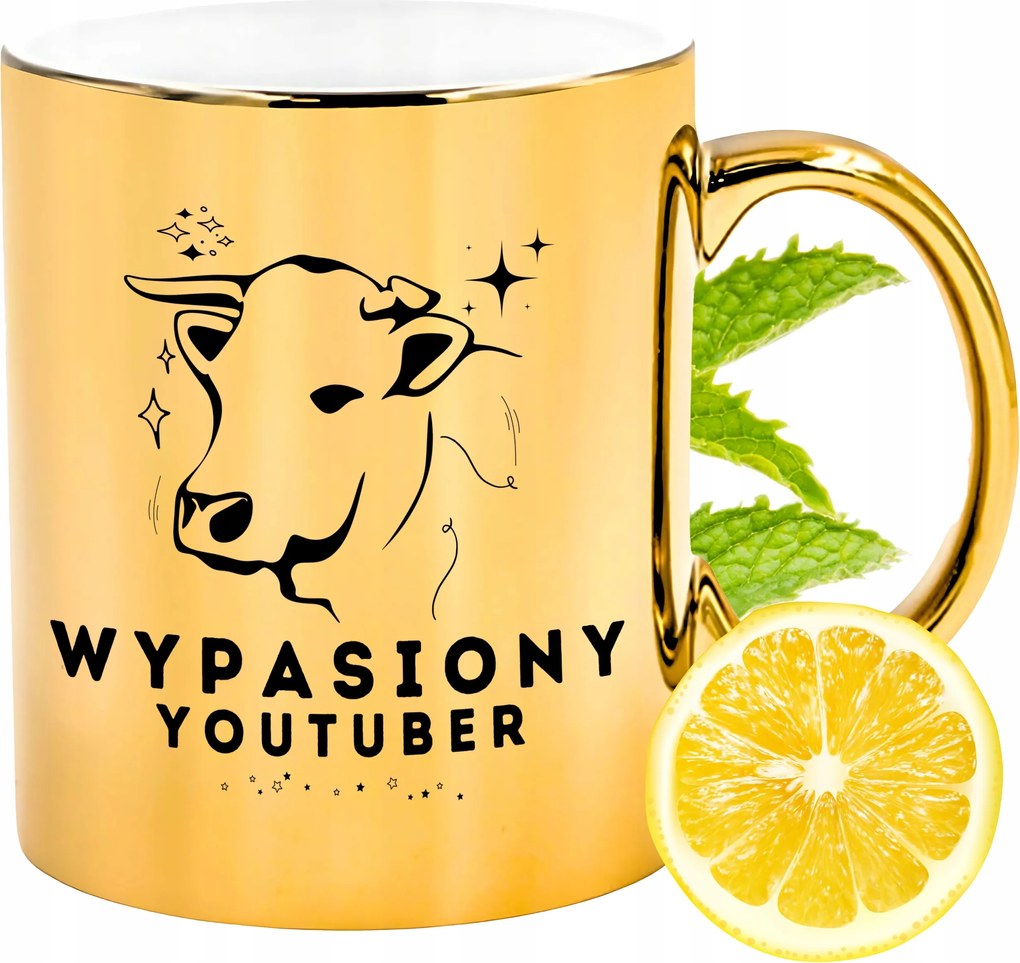 Arany csillogó bögre Youtubernek Ajándék Nyomtatott Fotóval