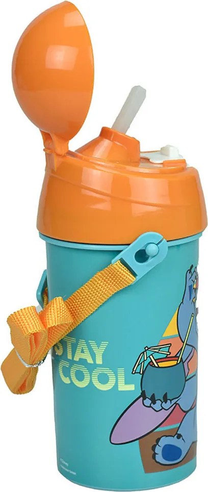 Disney Lilo és Stitch, A csillagkutya Cool műanyag szívószálas kulacs akasztóval 500 ml