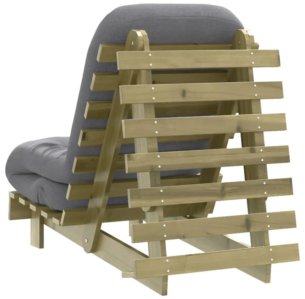 tömör impregnált fenyőfa futon kanapéágy matraccal 60x206x11 cm