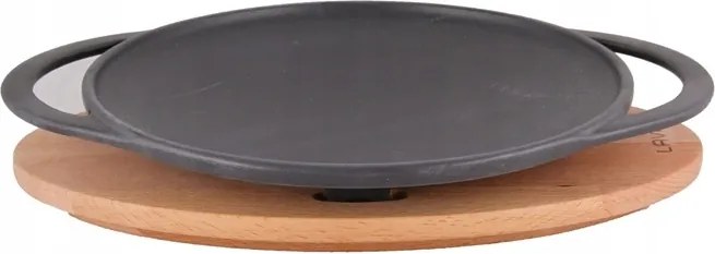 28 cm-es öntöttvas wok serpenyő fa talppal