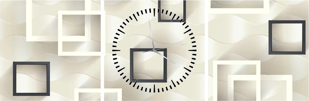 Geometriai absztrakt kép (órával) (90x30 cm)