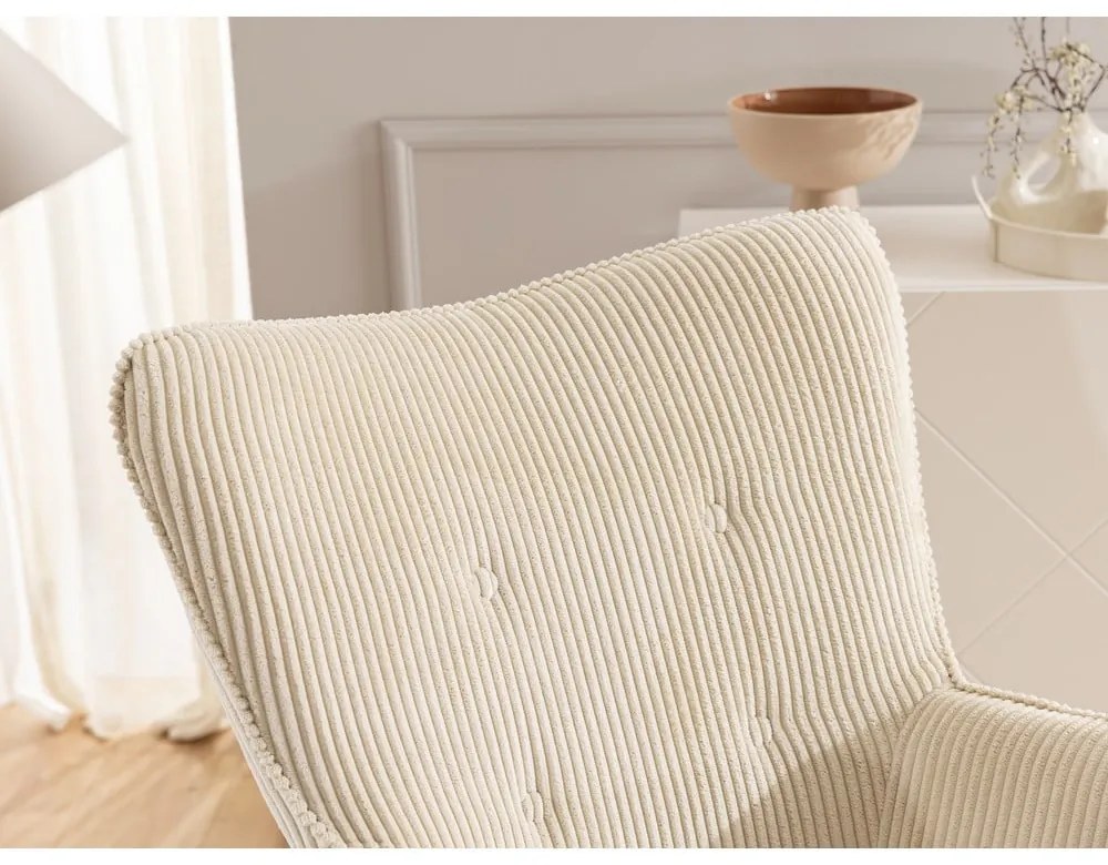 Bézs kordbársony fotel Niko – Ropez