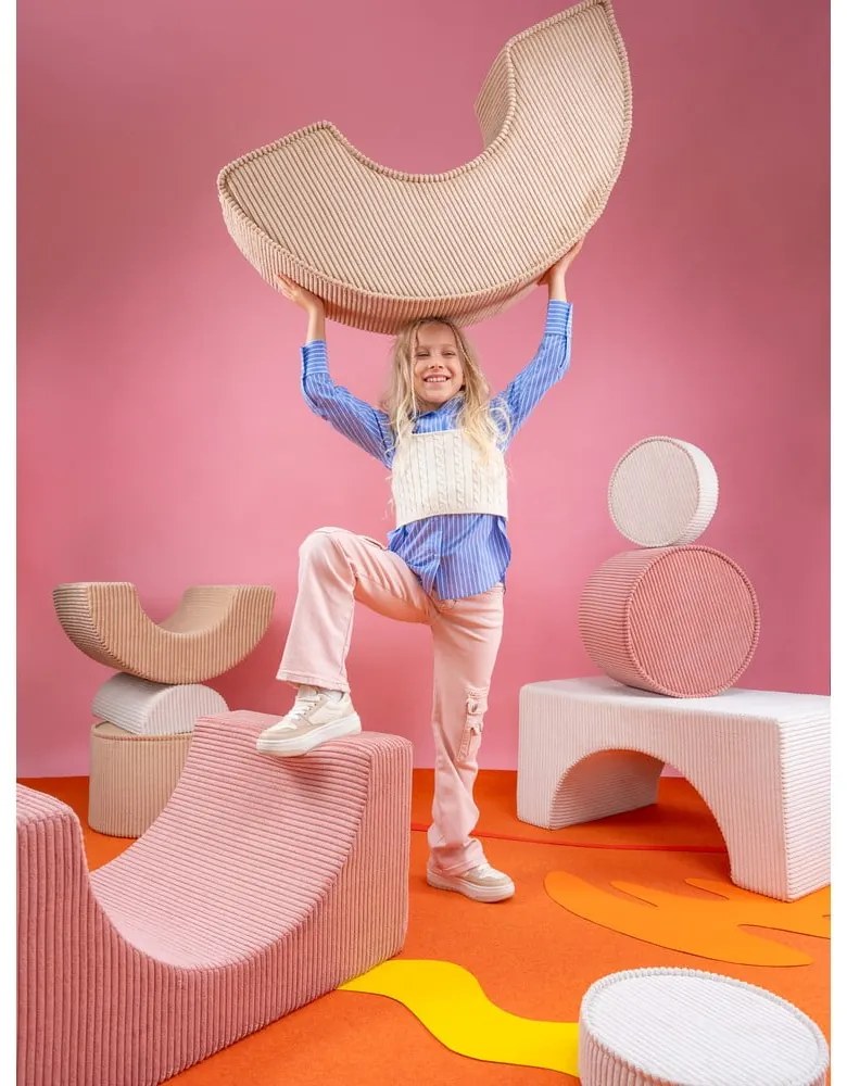 Rózsaszín kordbársony habszivacs játszótér 3 db-os magasság 37 cm 75x49 cm Rainbow Montessori – Wigiwama