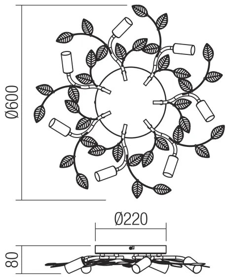 Redo 02-981 - Felületre szerelhető csillár TIARA 7xE14/28W/230V