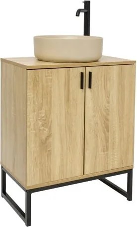 Ceramia Easy fürdőszobaszekrény mosdóval 60x73x36 cm világos tölgy fényes EASYUMDB3