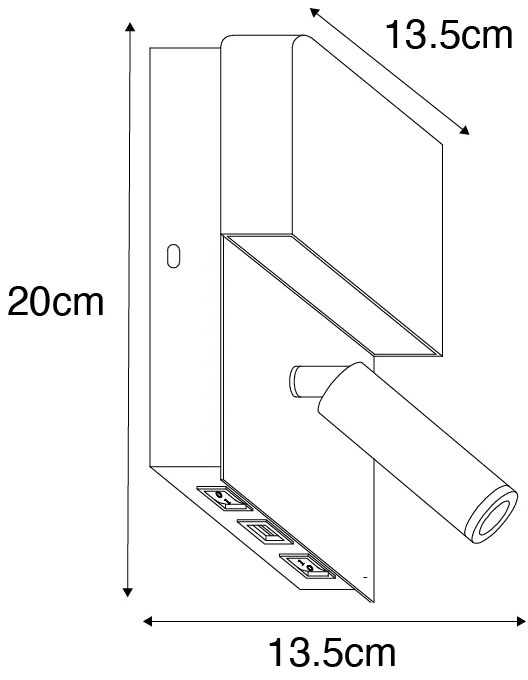 Fali lámpa fehér LED-del, USB-vel és olvasólámpával kapcsolóval - Robin