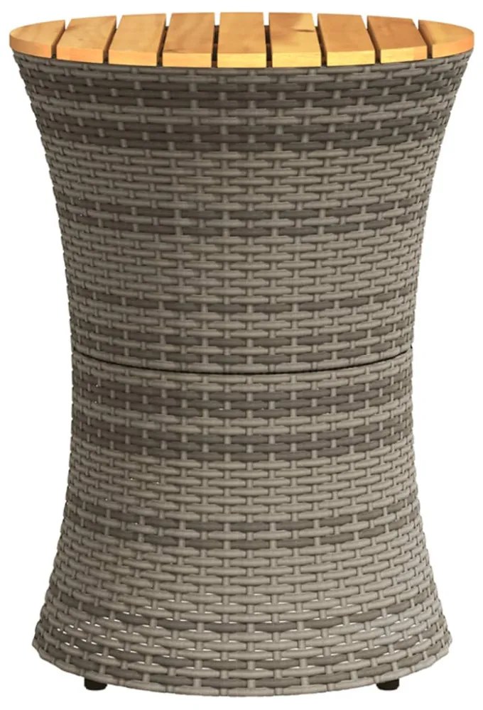 szürke polyrattan kerti dob alakú kisasztal