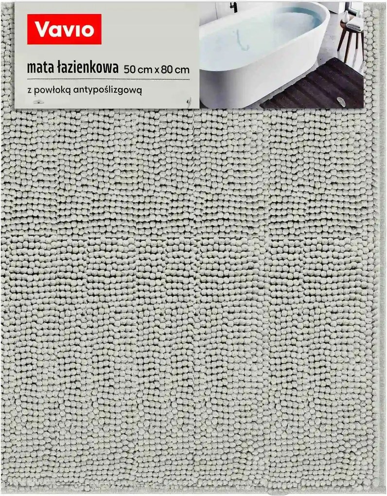 Fürdőszobaszőnyeg csúszásgátló bevonattal 50x80cm, szürke 1300 Gsm