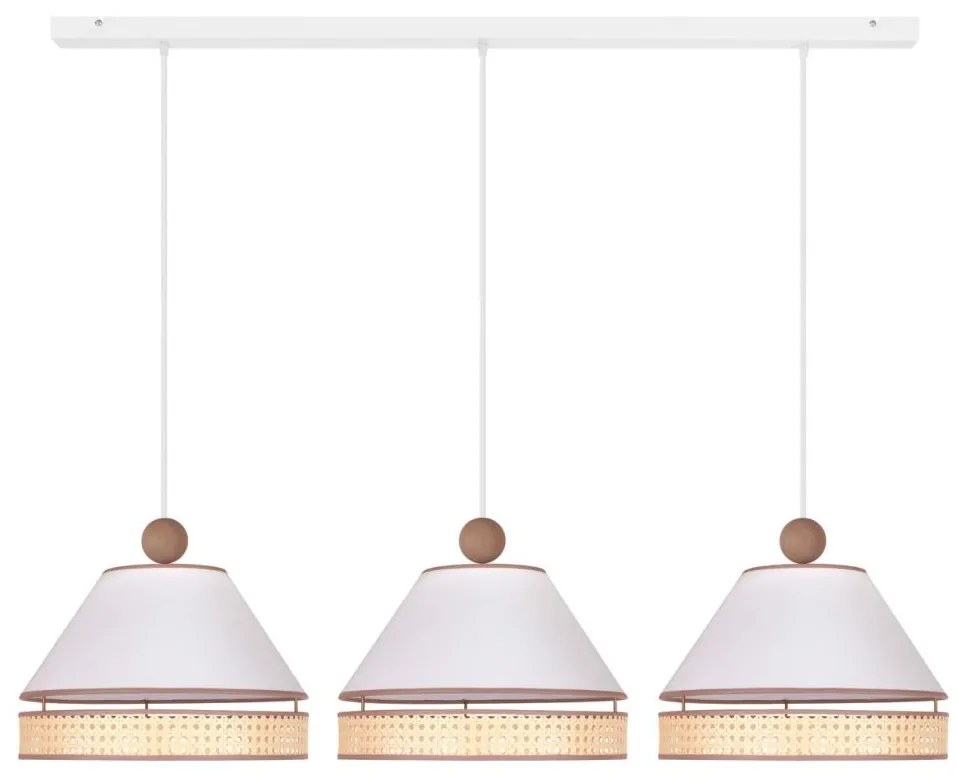 Duolla - Csillár zsinóron AVIGNON 3xE27/15W/230V fehér/rattan