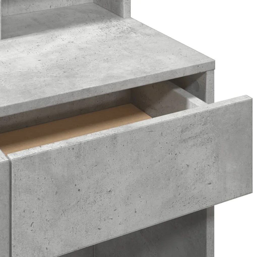 betonszürke fésülködőasztal tükörrel 80 x 41 x 144,5 cm