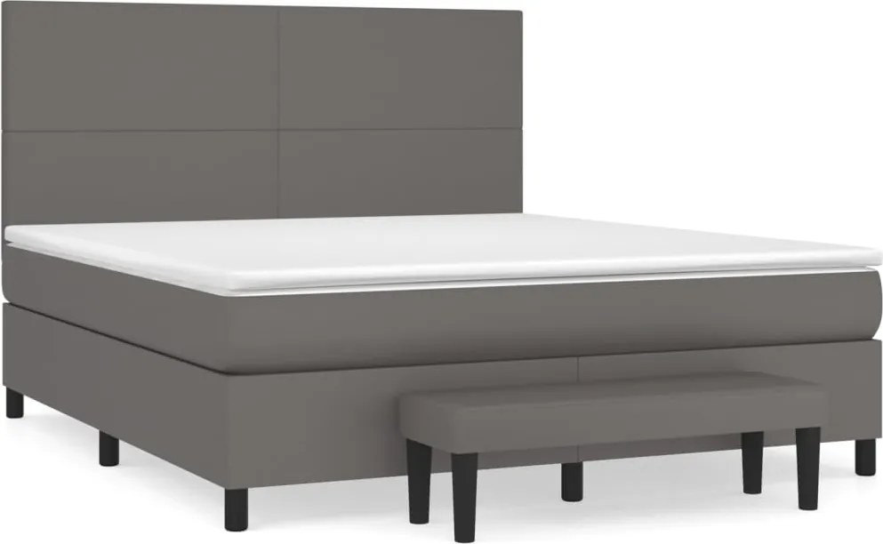 vidaXL szürke műbőr rugós ágy matraccal 180 x 200 cm