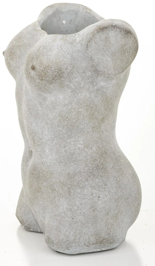 Cyrus design görög stílusú emberi test formájú szürke cement virágtartó kaspó váza 21x15x11cm