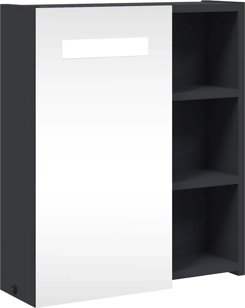 vidaXL szürke tükrös fürdőszobaszekrény LED-del 45 x 13 x 52 cm