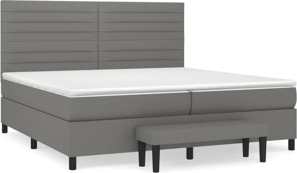 vidaXL sötétszürke szövet rugós ágy matraccal 200 x 200 cm