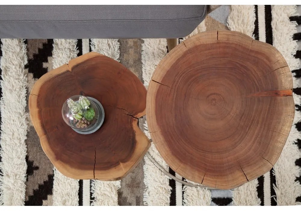 Tárolóasztal akácfa asztallappal 46x48 cm Nandri – Premier Housewares