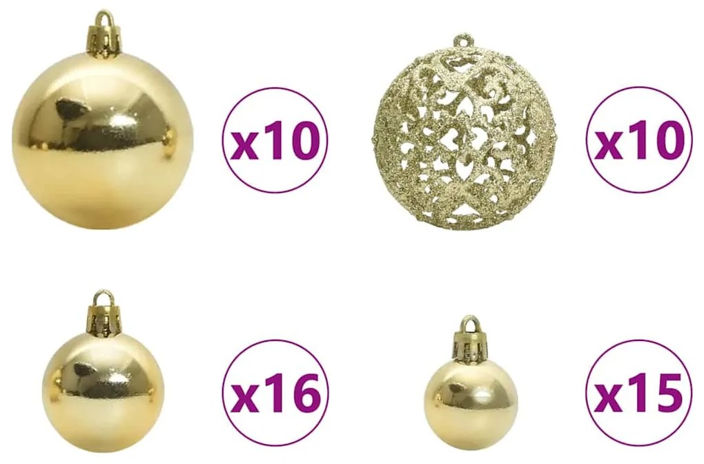 Műfenyő Kivilágított Karácsonyfa Gömbökkel Zöld 240 cm PET