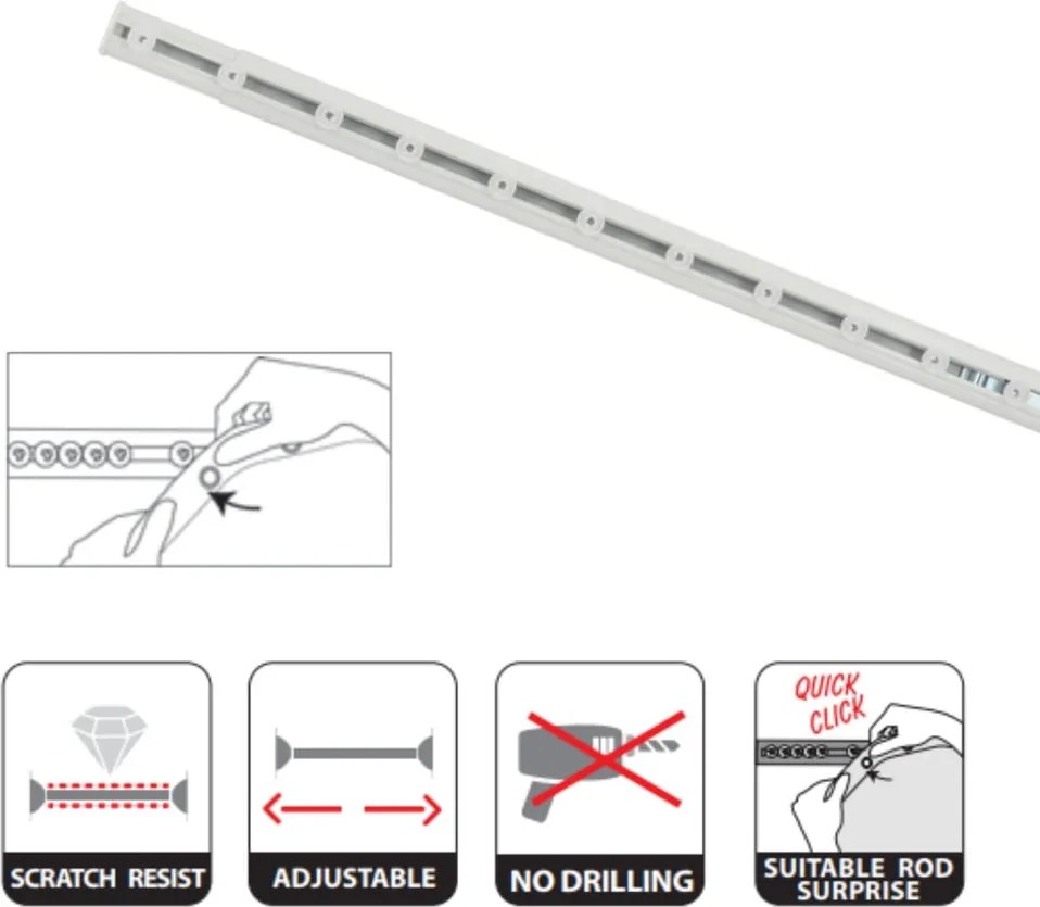 Fehér zuhanyfüggöny rúd 125 - 200 cm Surprise – Spirella