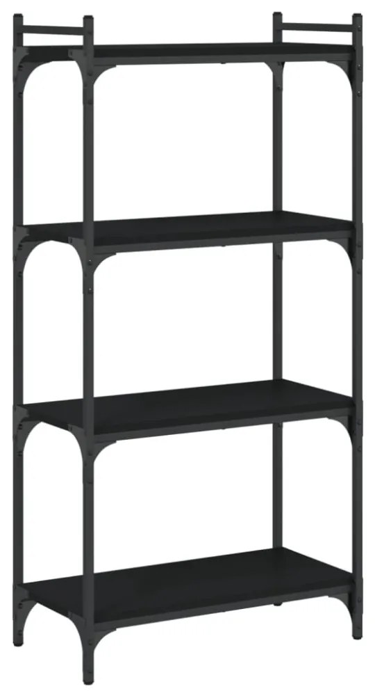 4 szintes fekete szerelt fa könyvespolc 60 x 30 x 120 cm