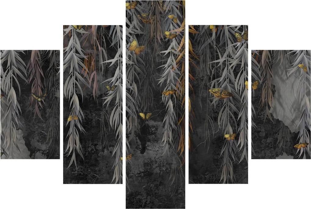 Kép -Fűzfa gallyak fekete háttérrel (150x105 cm)