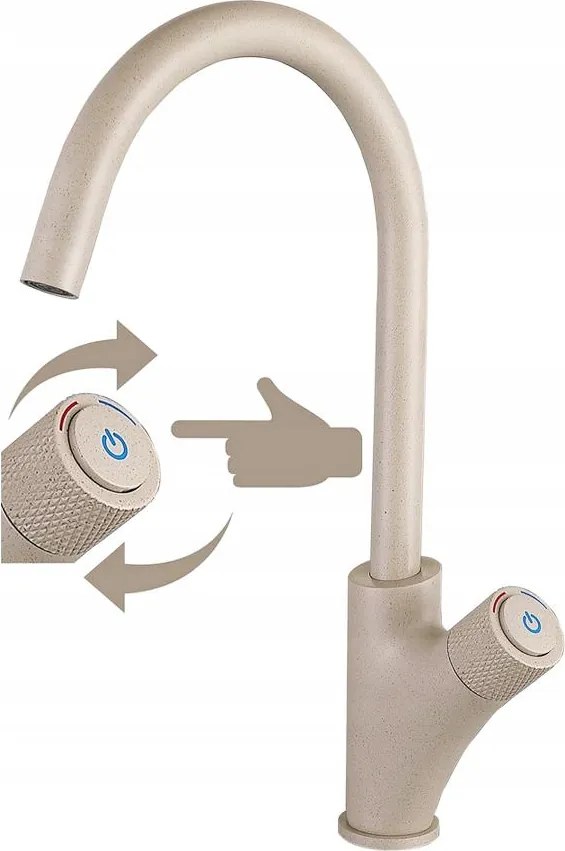 Konyhai Csaptelep Bézs Press On-off Mosogatóhoz Q