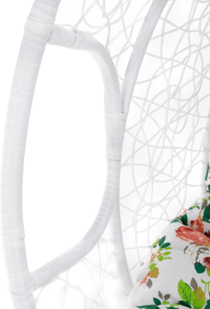 Függő dupla fotel, fehér/minta virág, DALVEA 2 NEW