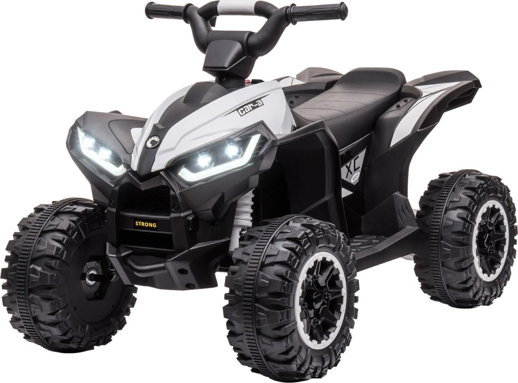 HOMCOM Elektromos Gyermek Quad 12V Előre, Hátra, Zene, USB Csatlakozás, LED Fények 3-6 km/h Elektromos Quad 3-5 Éves Gyerekeknek Fehér | Aosom